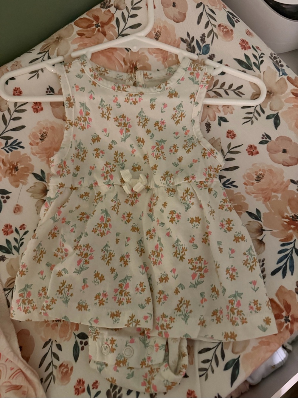 NWOT Carter's Cream Floral Dress with Bow Accent